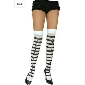 Charades Playing Card Striped Thigh Highs